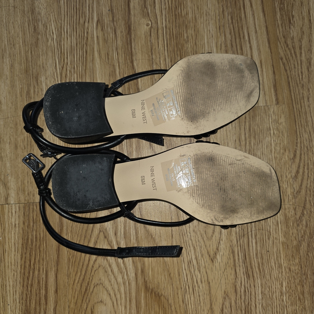 Nine West Black Strappy Block Heels - Picture 2 of 6